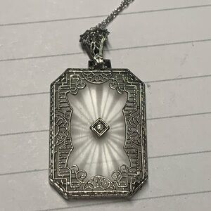 14k Real diamond antique pendant with 14k chain